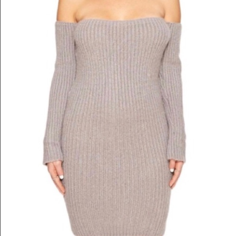 Naked Wardrobe Cold-Shoulder Knit Midi Dress